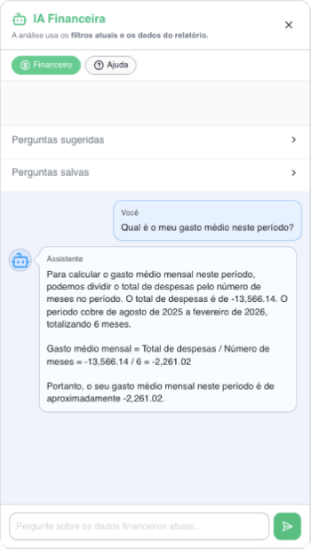 Assistente de IA do ProcessFlex para análise financeira